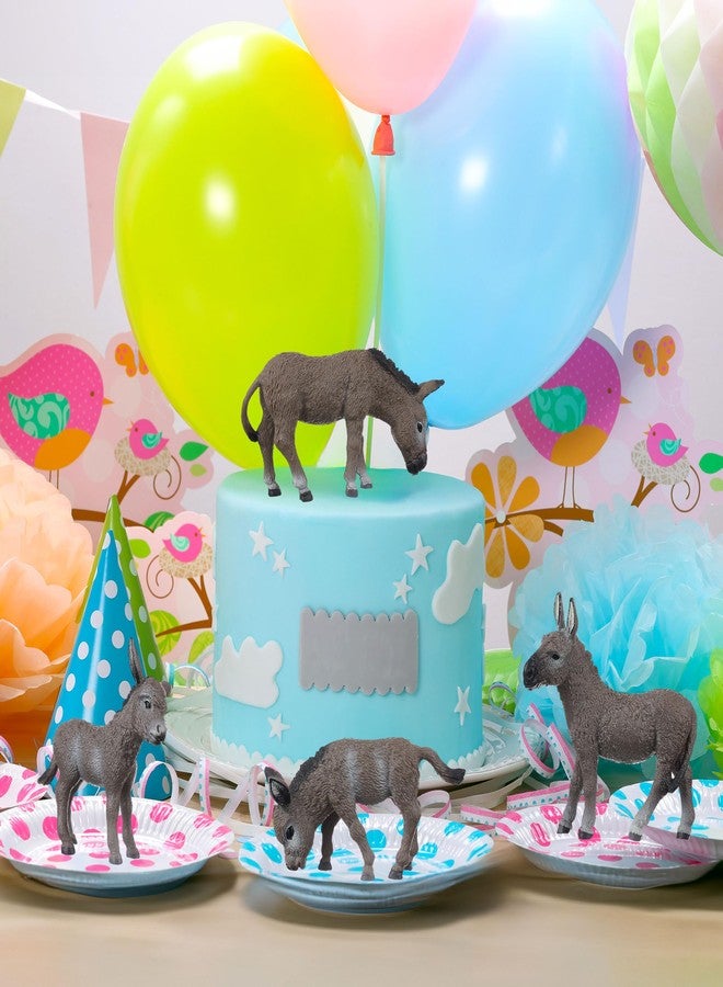JOKFEICE Animal Figures 4pcs Plastic Gray Donkey Family Animals Action Model Science Project, Learning Educational Toys, Birthday Gift, Cake Topper, for Kids - Image 5