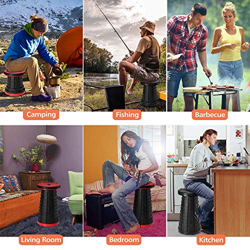 Whitecloud TRANSFORMING HOMES Retractable Folding Stools Portable Lightweight for Indoor and Outdoor Traval, Fishing, Camping, Garden Use (36283-3) (Red) - Image 4