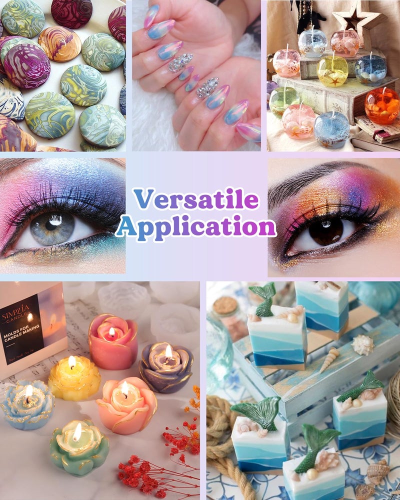LET'S RESIN 36 Colors Mica Powder, Mica Pigment Powder for Epoxy Resin/UV Resin, Natural Colorant Dye for Soap/Candle Making, Lip Gloss,Nail Polish, Slime and Bath Bomb - Image 3