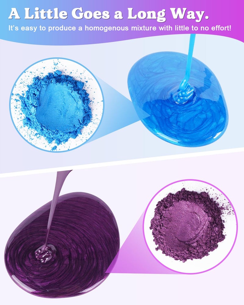 LET'S RESIN 36 Colors Mica Powder, Mica Pigment Powder for Epoxy Resin/UV Resin, Natural Colorant Dye for Soap/Candle Making, Lip Gloss,Nail Polish, Slime and Bath Bomb - Image 4