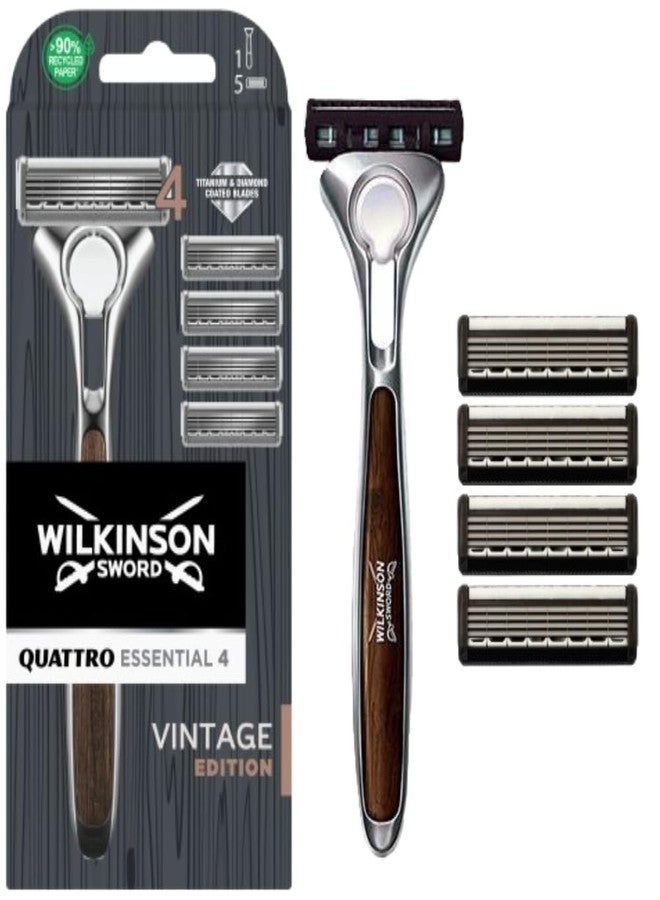 Wilkinson Sword Quattro Vintage Edition Men's Razor with 5 Blades - Image 1