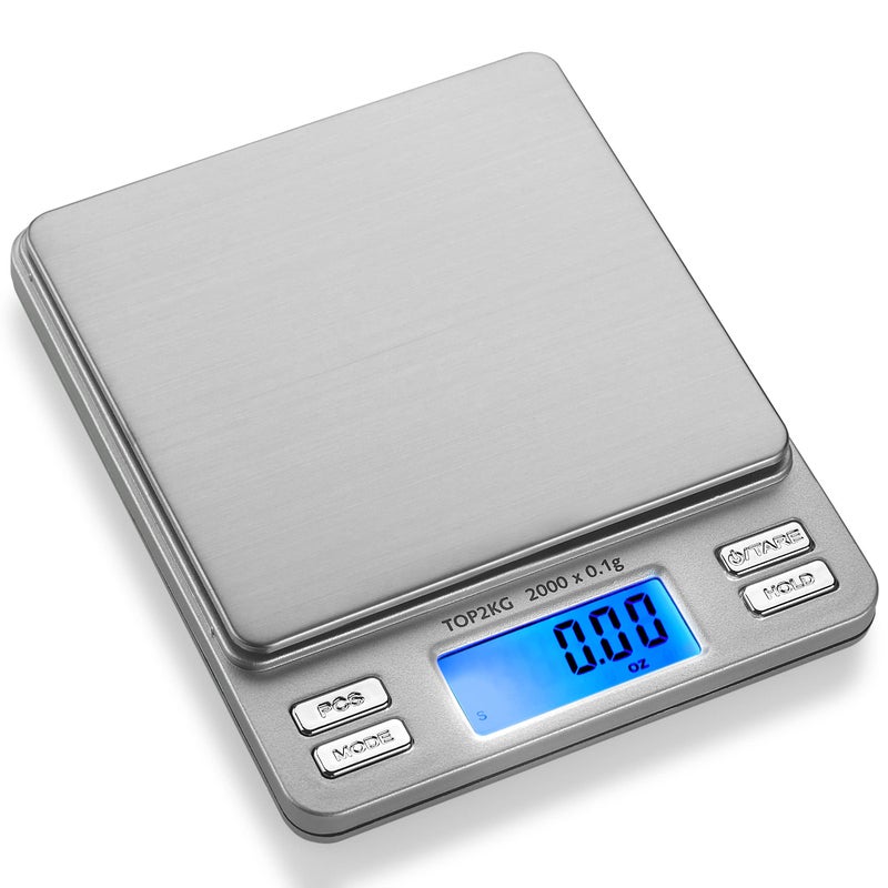 Smart Weigh Digital Pro Pocket Scale 2000g x 01 Grams Precise Weighing Professional Weight Food Ounces  Grams Mini Kitchen Jewelry Portable Herb Pocket Scale Hold and Counting Function BackLit LCD