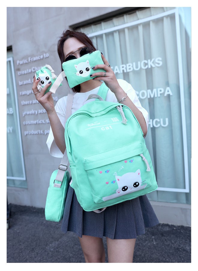 JOLLY 4 Pack Cartoon Printed Backpack Set Green - Image 4