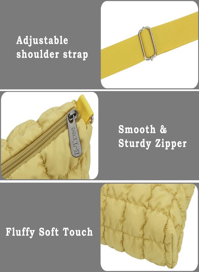 E-Tree Quilted Crossbody Bags for Women Men, Puffer Handbag Purse with Shoulder Strap, Yellow, Small - Image 4