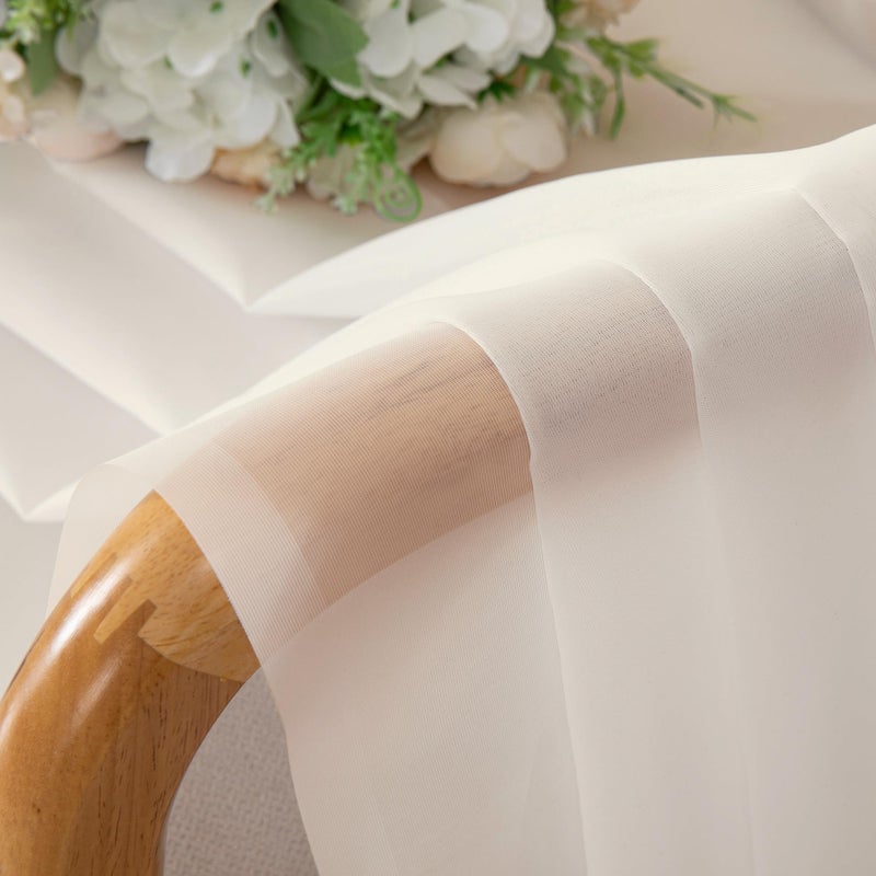 OVZME Cream Sheer Curtains 84 Inches Long 2 Panels - Soft Light Filtering Window Sheer Panels for Living Room/Bedroom, Top Dual Rod Pocket, 1 Pair, Each 42Wx84L Inches - Image 4