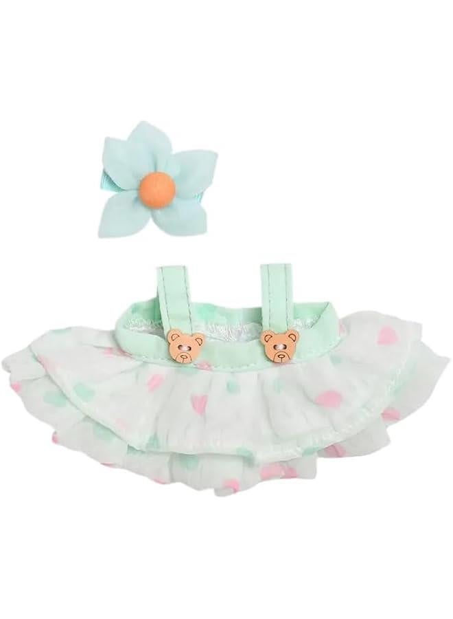 Arabest 15cm-17cm Doll Clothes Suitable for labubu 17cm 15cm Dolls Accessories Sitting No Doll Only Clothes 1dress +1hair Clip No Doll ONLY Clothes