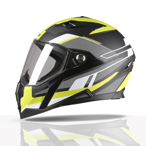 TVS Racing Anti Matter Full Face Helmet for Bike & Motorcycle Riders-DOT & ISI Certified-Lightweight ABS Shell, UV Resistant-Ventilated Comfort Liner, Quick-Release Visor & Chin Strap (Neon/L) - Image 1