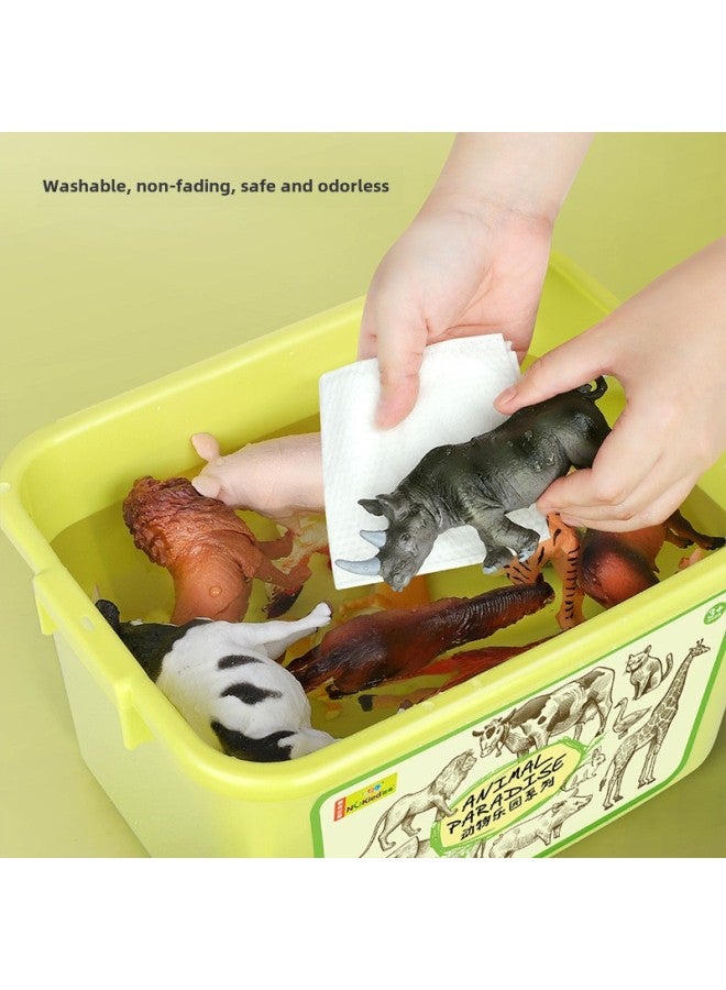 general Kids Simulation Animal Model Toy Set Elephant Gorilla Tiger Lion Hippo Panda Farm Small Animals-Color:Wild 34 Pieces - Image 5