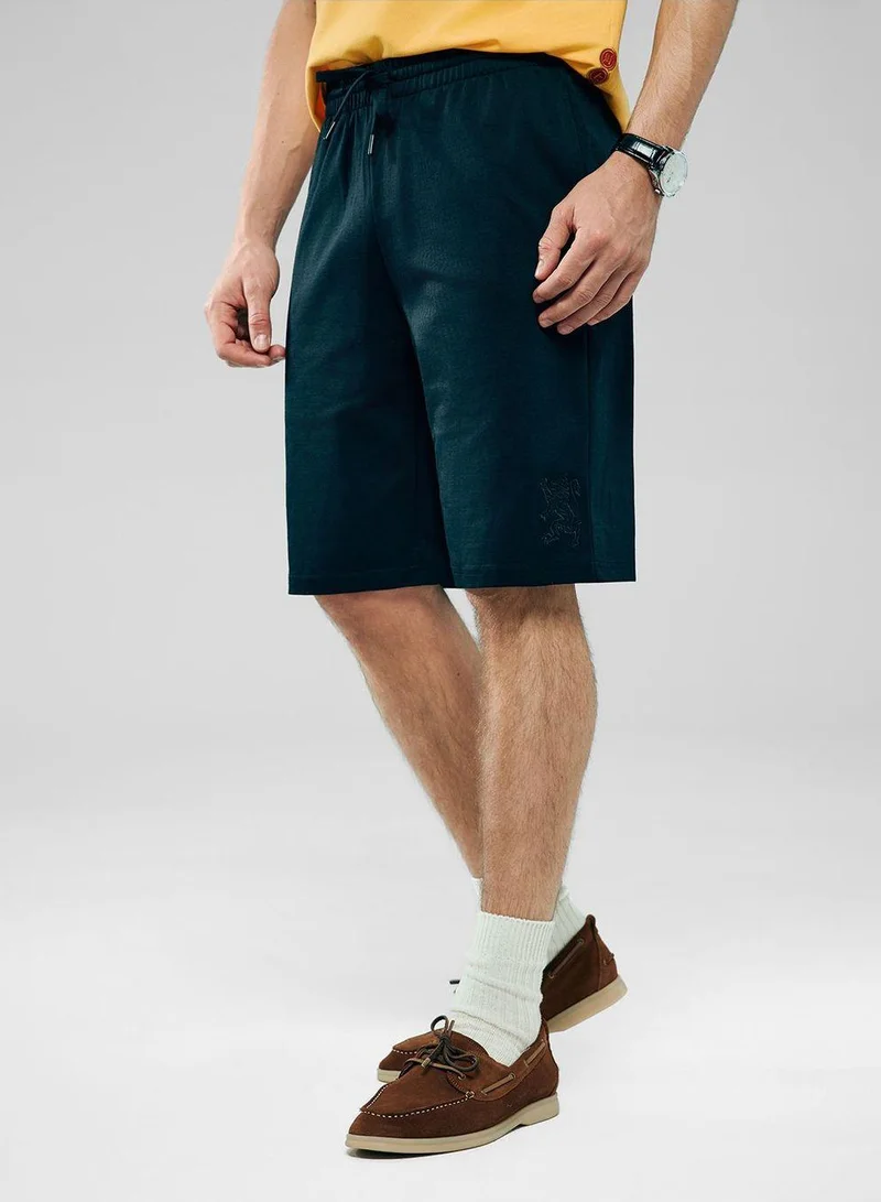 Giordano Men Regular Interlock Embroidery Shorts