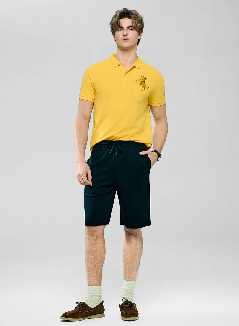 Giordano Men Regular Interlock Embroidery Shorts