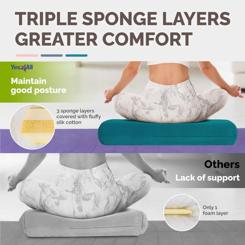 Yes4All Triple-Layer Sponge Yoga Bolster Pillow for Restorative Yoga & Meditation - Versatile Support Pillow, Balance & Poses Modification - Image 3