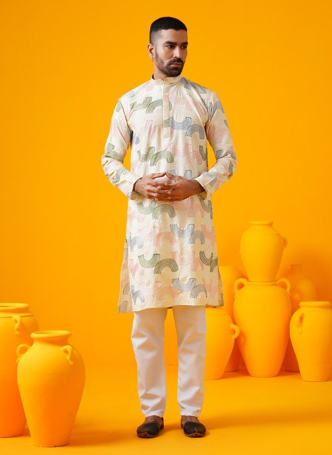 Sojanya Embroidered Cotton Silk Kurta and Pyjama Set for Men - Image 4