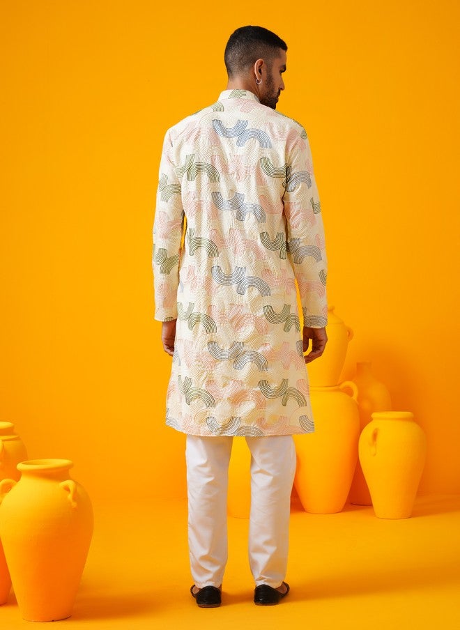Sojanya Embroidered Cotton Silk Kurta and Pyjama Set for Men - Image 3