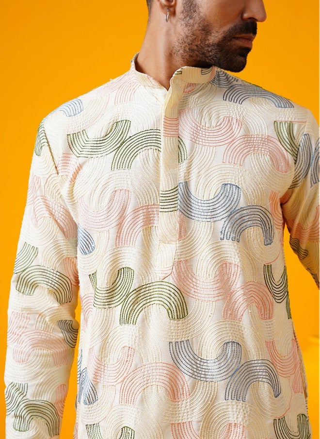 Sojanya Embroidered Cotton Silk Kurta and Pyjama Set for Men - Image 5