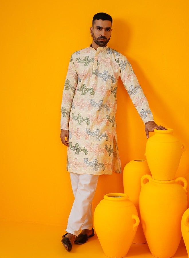 Sojanya Embroidered Cotton Silk Kurta and Pyjama Set for Men - Image 1