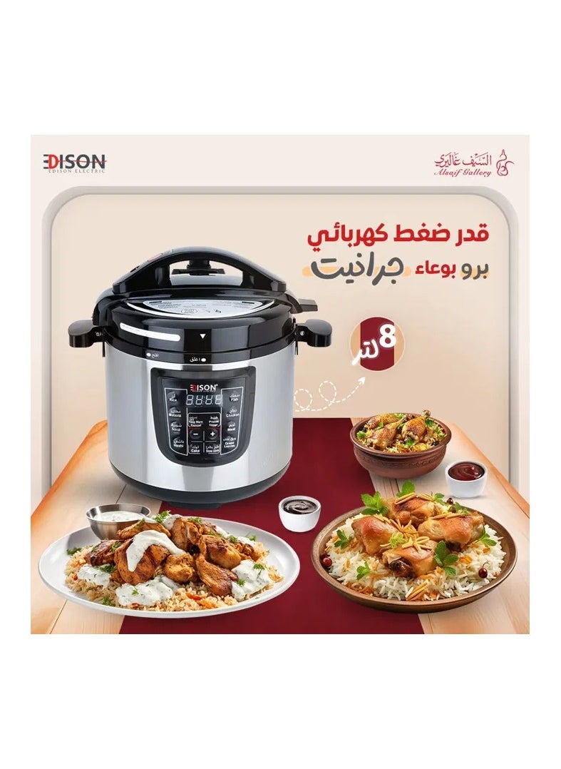 EDISON - Edison Electric Pressure Cooker Pro Granite Hand Bowl 8 Liter 1200 Watt - Image 1