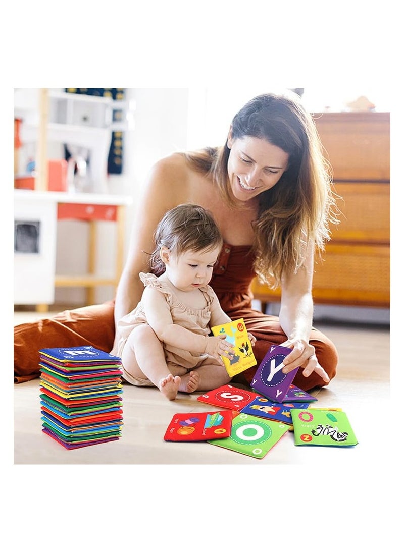 SYOSI Baby Soft Alphabet Cards Toys, Washable Soft Letter Early Educational Toys, 26Pcs ABC Learning Flash ABC Number Cards for Babies Infants Toddlers Boys and Girls 0 1 2 3 Years Old (Letter with box)  - Image 4