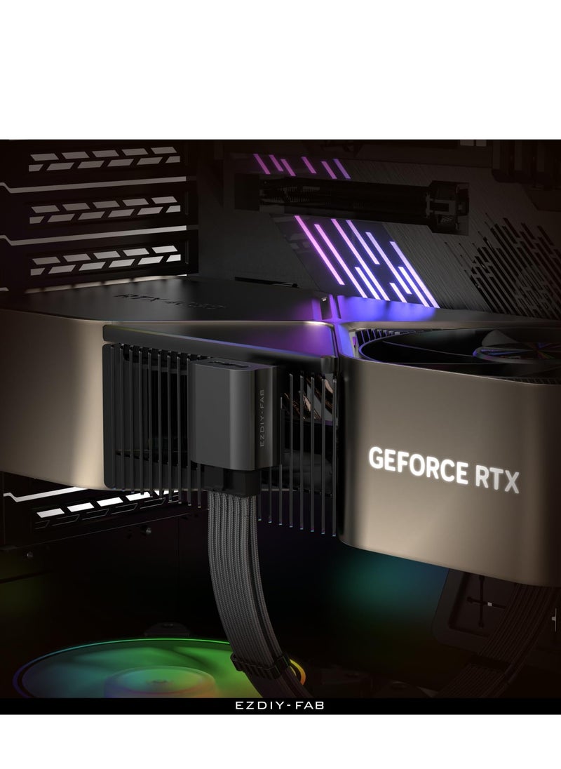 محول لـ RTX40'، محول 12VHPWR بزاوية 90 درجة، موصل بزاوية 12+4 دبوس لـ RTX4090، 4080، 4070ti (أسود)
