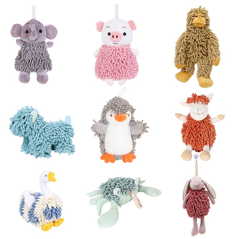 Cartoon Animal Chenille Hand Towel Plush Toy - Image 1