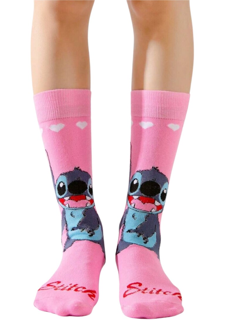 زوج جوارب فوق الساق على شكل رسمة كرتونية مناسب للنساء - Image 1