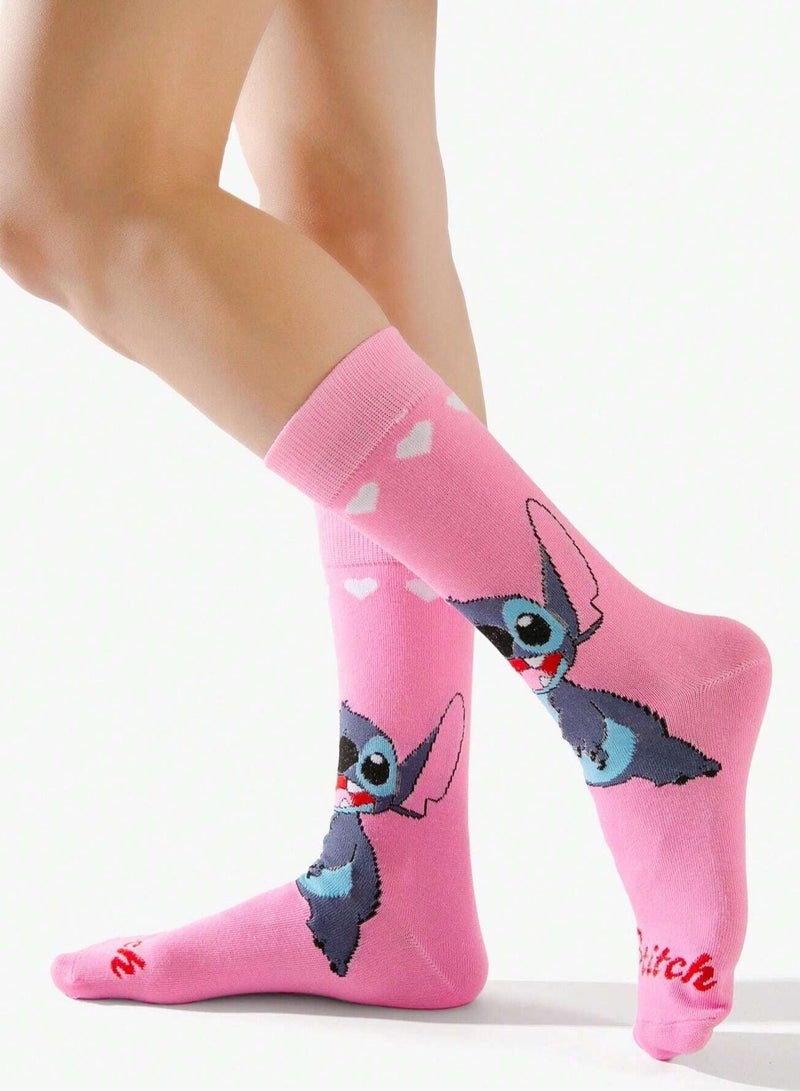 زوج جوارب فوق الساق على شكل رسمة كرتونية مناسب للنساء - Image 2