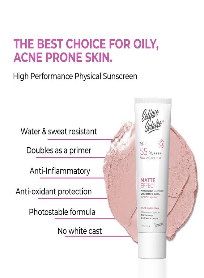 كسوف الشمس واقي الشمس إكليبس سولير مات SPF 55 PA++++ | واقي شمس ملون خفيف الوزن، لا يترك طبقة بيضاء، مقاوم للماء والعرق، مناسب للبشرة الدهنية والمعرضة لحب الشباب والحساسة - 40 غرام - Image 4
