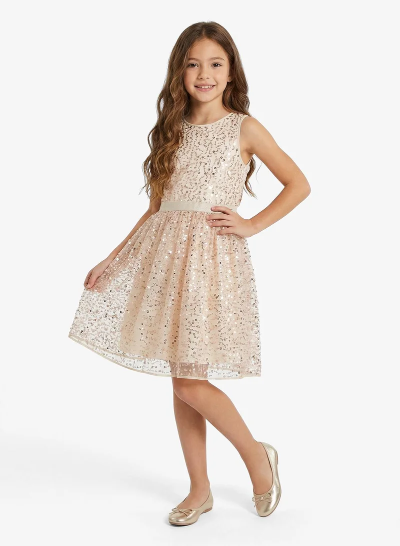 GUESS Youth Sequin Sleeveless Midi Dress