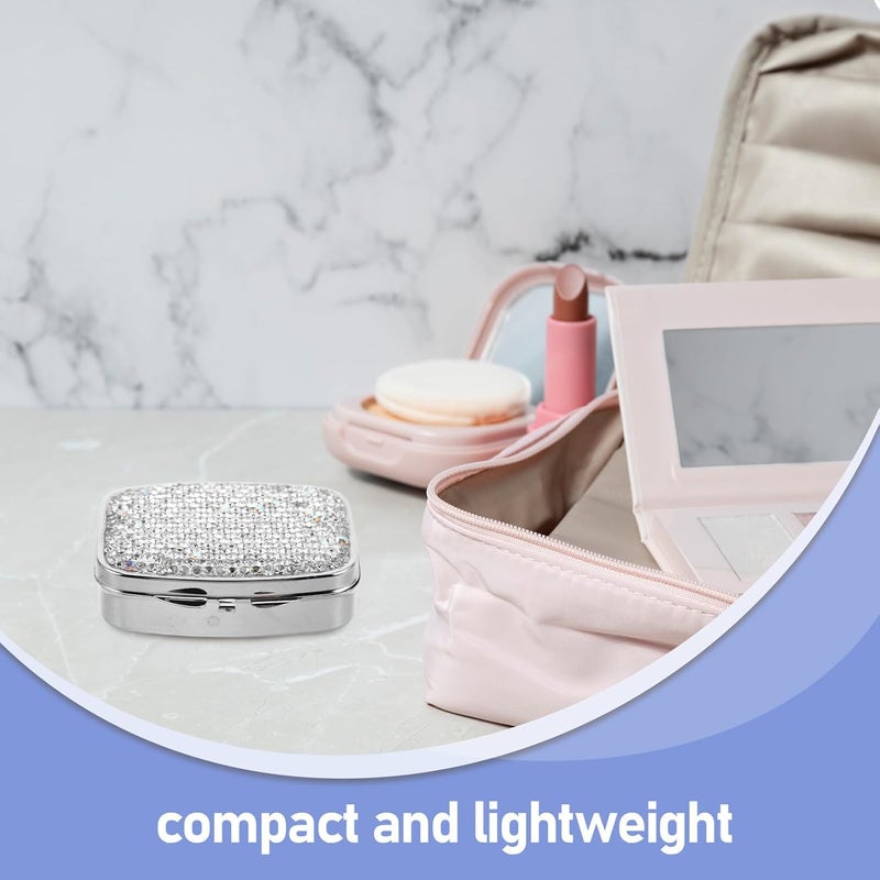 Portable Mini Pill Organizer with Rhinestone, Weekly Medicine Case Travel Box, Compact Daily Pill Container for Nutritional Supplements - Image 3