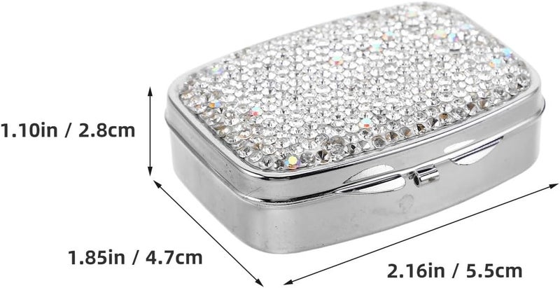 Portable Mini Pill Organizer with Rhinestone, Weekly Medicine Case Travel Box, Compact Daily Pill Container for Nutritional Supplements - Image 2