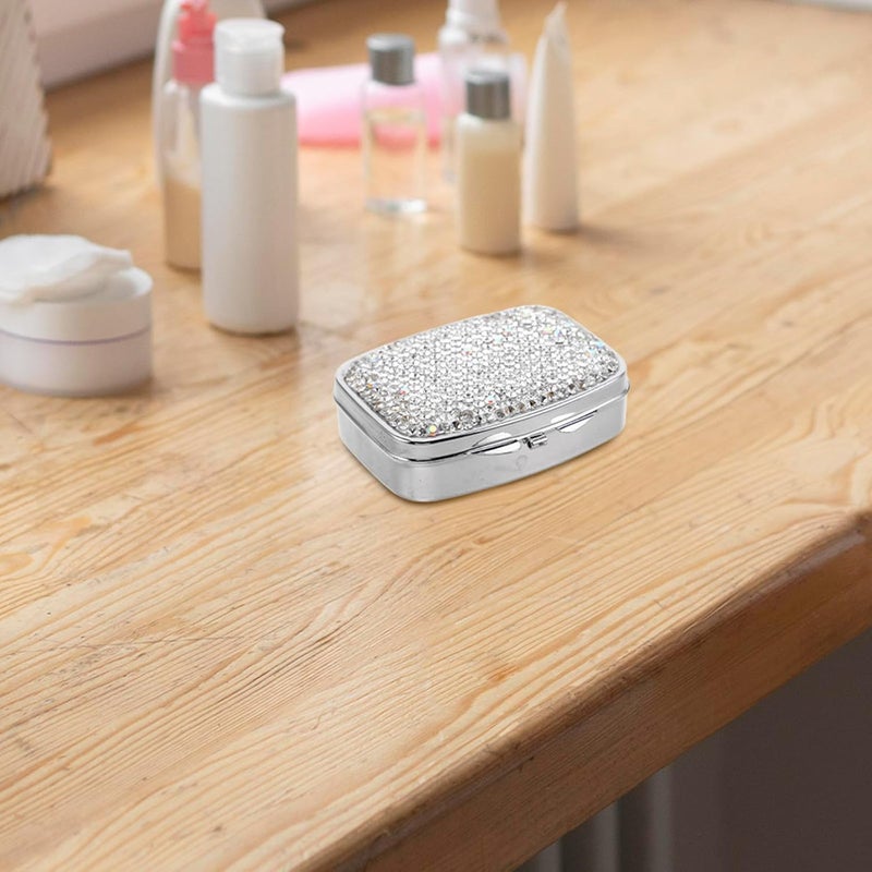 Portable Mini Pill Organizer with Rhinestone, Weekly Medicine Case Travel Box, Compact Daily Pill Container for Nutritional Supplements - Image 5