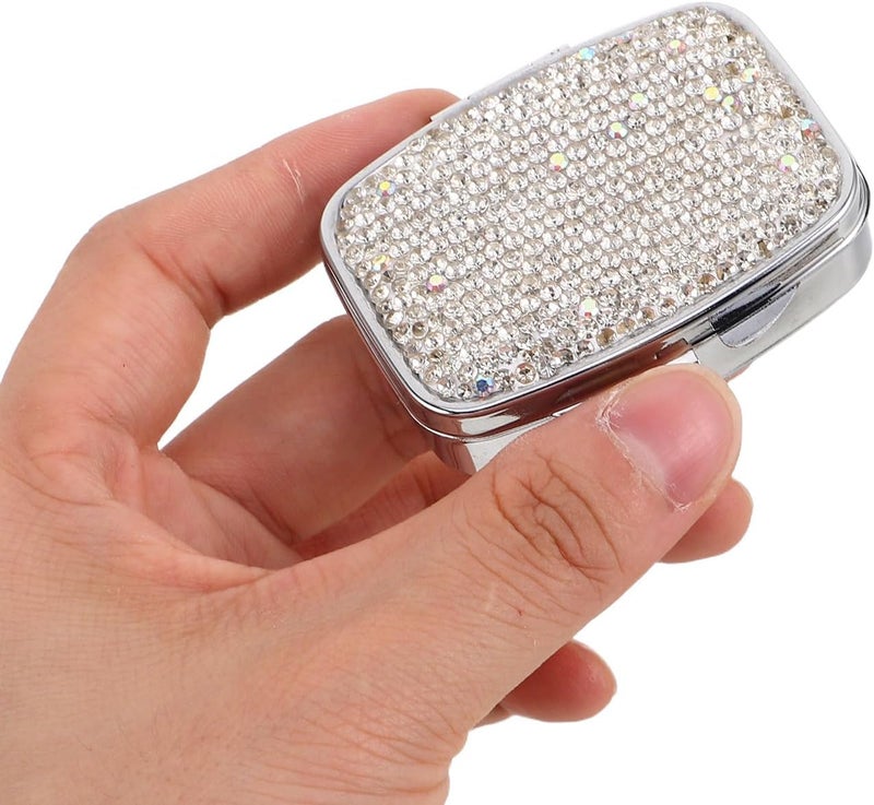Portable Mini Pill Organizer with Rhinestone, Weekly Medicine Case Travel Box, Compact Daily Pill Container for Nutritional Supplements - Image 4