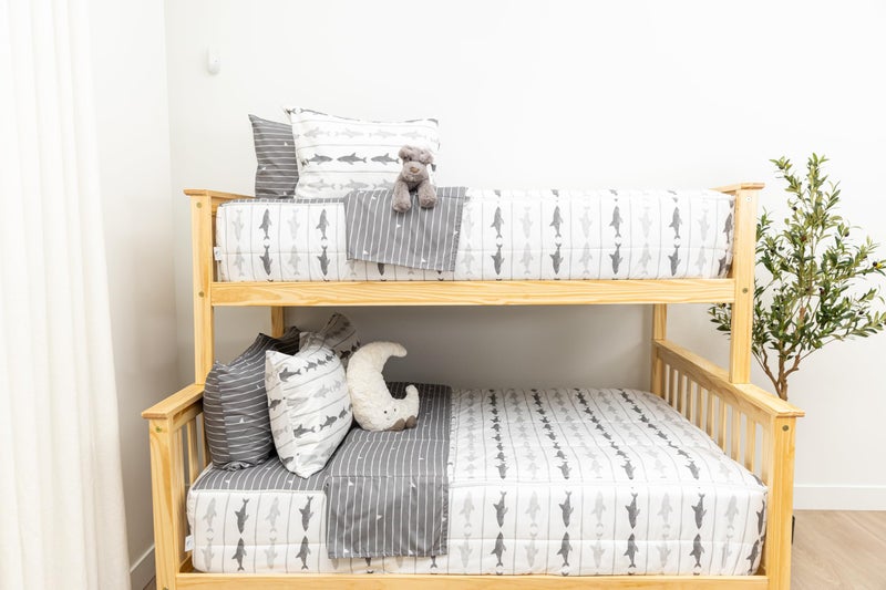 Beddy's Great White Zipper Bedding - Durable Zip-On Sheets & Comforter for Kids - Bed in a Bag - Easy Make Bedding - Machine Washable - Includes Pillowcase & Sham - Grey Shark - Twin - Image 5