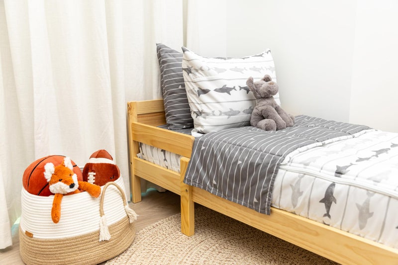 Beddy's Great White Zipper Bedding - Durable Zip-On Sheets & Comforter for Kids - Bed in a Bag - Easy Make Bedding - Machine Washable - Includes Pillowcase & Sham - Grey Shark - Twin - Image 3