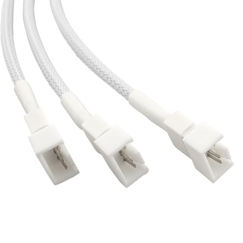ZZHXSM 2PCS PWM Fan Splitter Cable 4 Pin One-to-Three Line 27cm Computer CPU Cooling Temperature Control Suitable for Computers Extension Cable Converter White - Image 4
