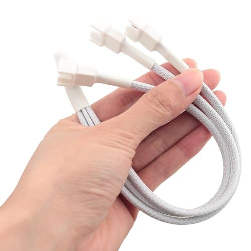 ZZHXSM 2PCS PWM Fan Splitter Cable 4 Pin One-to-Three Line 27cm Computer CPU Cooling Temperature Control Suitable for Computers Extension Cable Converter White - Image 5