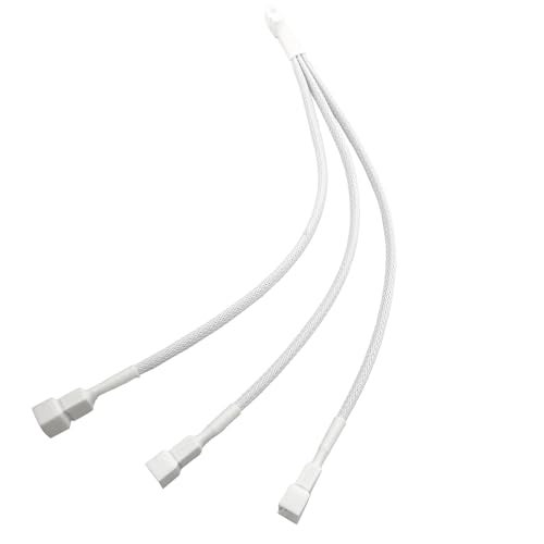 ZZHXSM 2PCS PWM Fan Splitter Cable 4 Pin One-to-Three Line 27cm Computer CPU Cooling Temperature Control Suitable for Computers Extension Cable Converter White - Image 3