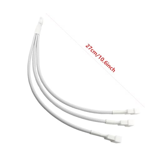 ZZHXSM 2PCS PWM Fan Splitter Cable 4 Pin One-to-Three Line 27cm Computer CPU Cooling Temperature Control Suitable for Computers Extension Cable Converter White - Image 2