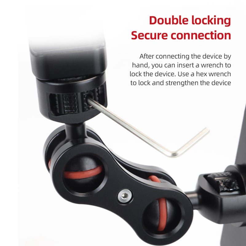 Flexible Magic Articulating Arm with Dual Ballhead Camera Monitor Mount Bracket Aluminum Alloy Dual 1/4 Inch Screws  360° Rotatable for Field Monitor LED Light Camera Cage - Image 4