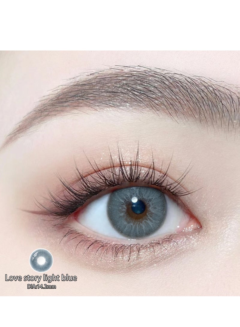 عين كي اس اس عدسات لاصقة تجميلية ملونة سنوية للجنسين باللون الأزرق الفاتح، مجموعة مكبرة مع حافظة - Image 2