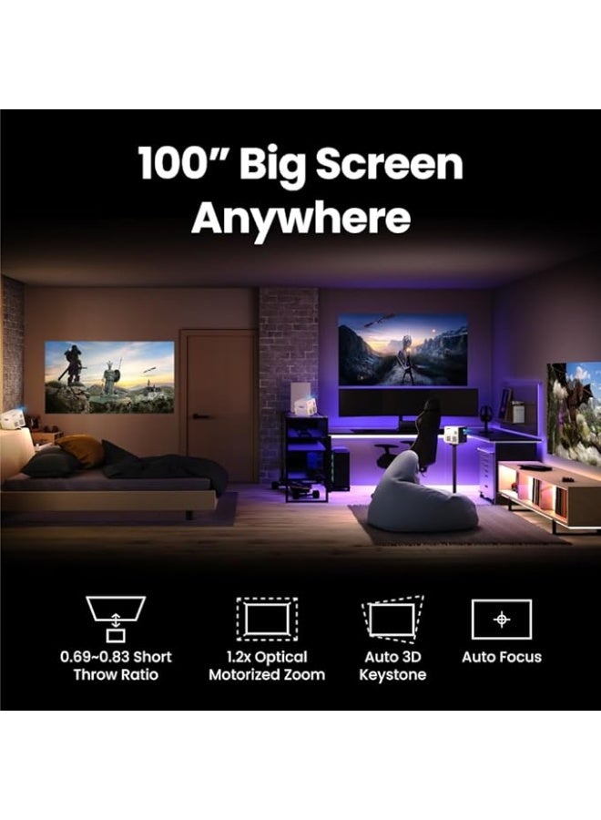 BenQ X3100i True 4K UHD 4LED Gaming Projector, 3300 ANSI Lumens, 4.2ms 1080p 240Hz, 100% DCI-P3, Preset Game Modes, Android TV, 10W TreVolo Speakers, Vertical Lens Shift, eARC, 3D, KSA Version - 2 Year Warranty X3100i White - Image 4