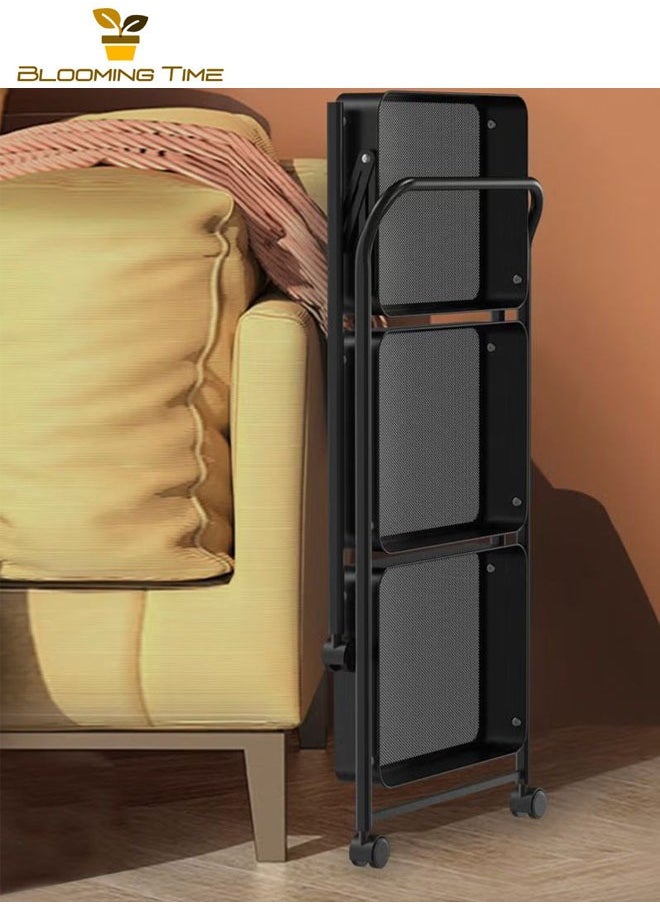BLOOMING TIME - 3 layer movable hand push storage cart (black) - Image 1