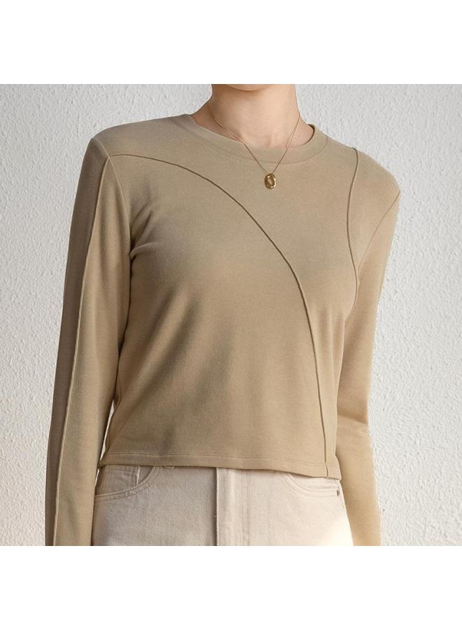 Yoyue Winter New Women's Wool Heating Double-sided Brushed Split Design Inner Wear Outer Wear Short Bottoming Shirt