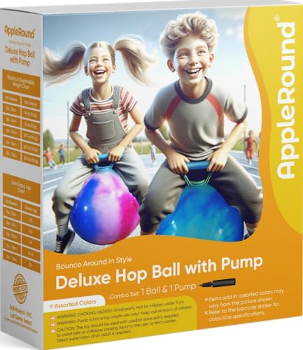 AppleRound Hippity Hoppity Hop Ball with Air Pump - 15in / 38cm Diameter, for Children Ages 3-6, Kangaroo Bouncer Sit-on Bouncy Ball with Handle - Image 3