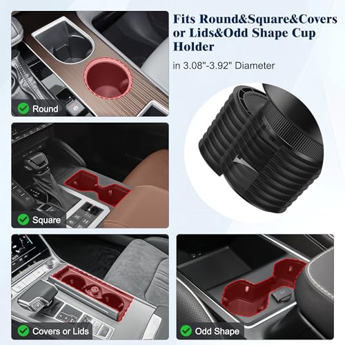 SAGRUILA Car Cup Holder Expander, Cup Holder Expander for Car with Stretchable Rubber Base, Large Cup Holder Adapter Compatible with Yeti, Hydro Flask, Nalgene, Stanley, Owala, Bottles in 2.8”-4.13”, 1 Pack - Image 3