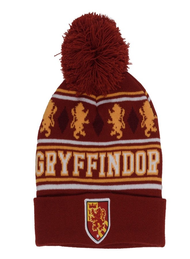 هاري بوتر طقم وشاح وقبعة محبوكة من عالم هاري بوتر السحري، يضم منازل جريفندور، وسليذرين، ورافنكلو، وهفلباف، مقاس واحد (جريفندور) - Image 2