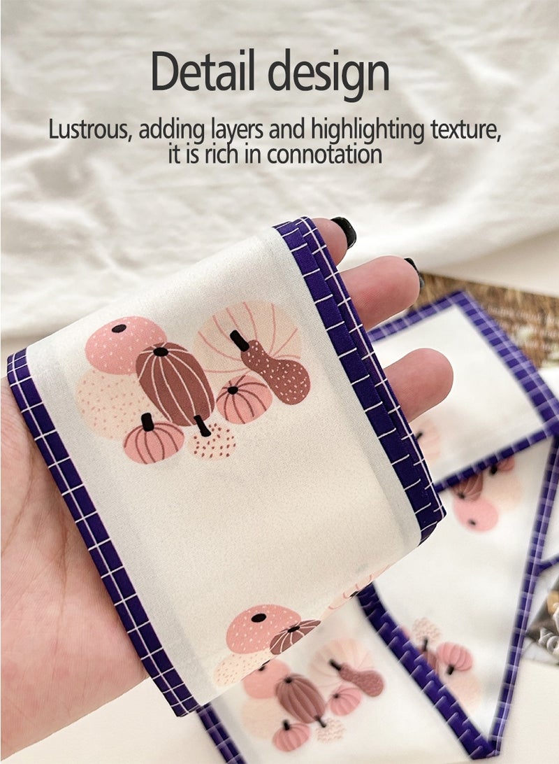 بيروي 4 قطع وشاح حريري متعدد الوظائف من الحرير، حقيبة أزياء حقيبة تحمل شريطًا بمقبض شريط، وشاح شعر نسائي، وشاح حقيبة يد، وشاح محفظة يد، حزام زينة صندوق هدايا، مناسب لعصابات الرأس، عصابات العنق عصابات الشعر عصابات الشعر عصابات الشعر مقابض شرائط الأوشحة الحريرية حقائب هدايا الموضة - Image 4