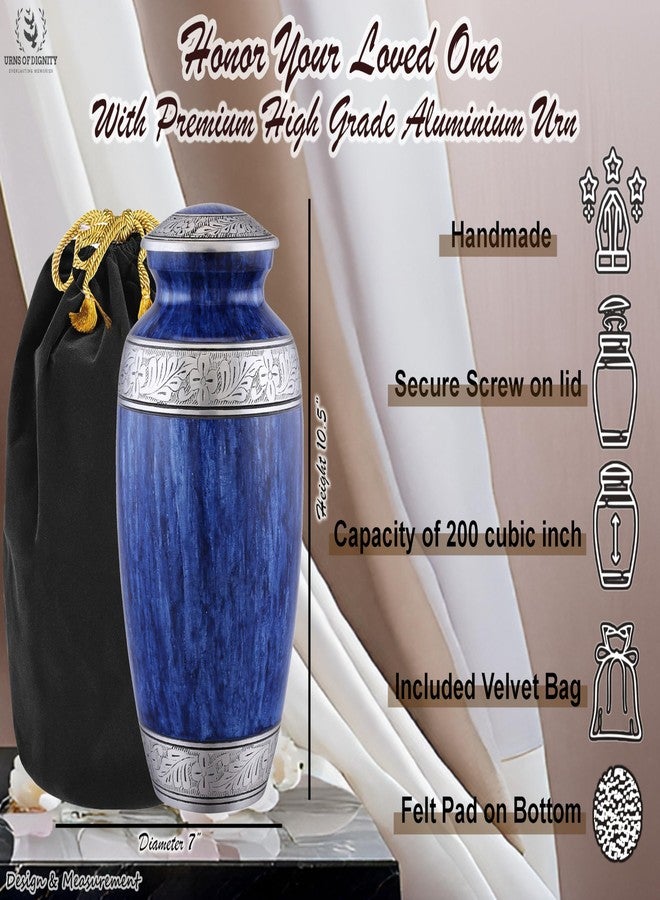 URNS OF DIGNITY Cremation Urn for Human Ashes – Large Adult ERN for Ashes – Funeral Urn for Men & Women – Memorial ERN for Loved Ones – Burial Urn for Home, Columbarium, or Funeral Service (Blue, Adult) - Image 4