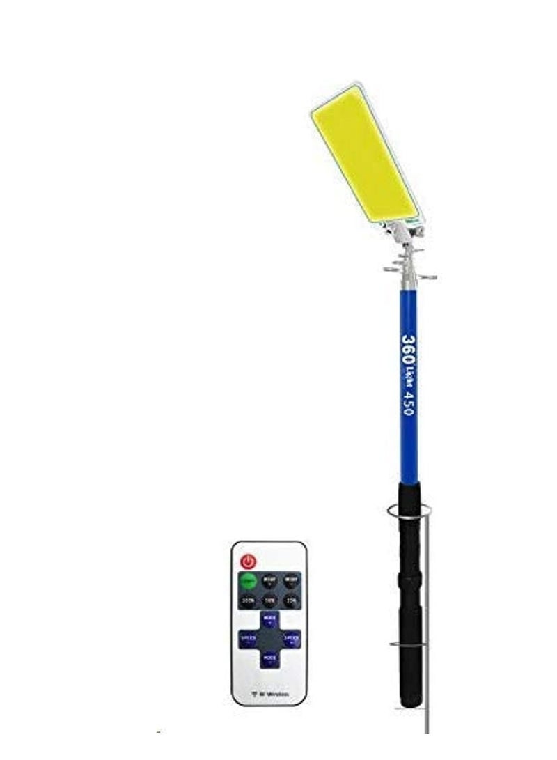 نيو مصباح LED تلسكوبي عالي الطاقة 500 واط للصيد والتخييم - عمود 5 أمتار، لوحة COB فائقة السطوع 9600 لومن، 3 أوضاع إضاءة، يعمل بجهد 12 فولت مع جهاز تحكم عن بعد بالأشعة تحت الحمراء طويل المدى - Image 2