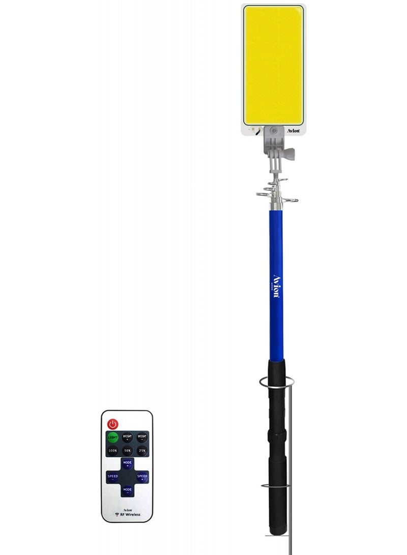 نيو مصباح LED تلسكوبي عالي الطاقة 500 واط للصيد والتخييم - عمود 5 أمتار، لوحة COB فائقة السطوع 9600 لومن، 3 أوضاع إضاءة، يعمل بجهد 12 فولت مع جهاز تحكم عن بعد بالأشعة تحت الحمراء طويل المدى - Image 4