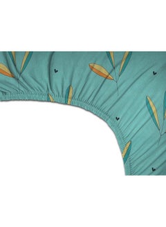 BSB HOME BSB HOME Premium Cotton Elastic Fitted Bedsheets with 2 King Size Pillow Covers | Double Bed with All Around Elastic 180 TC Supersoft | (72"x78",Aqua & Light Green)  - Image 3